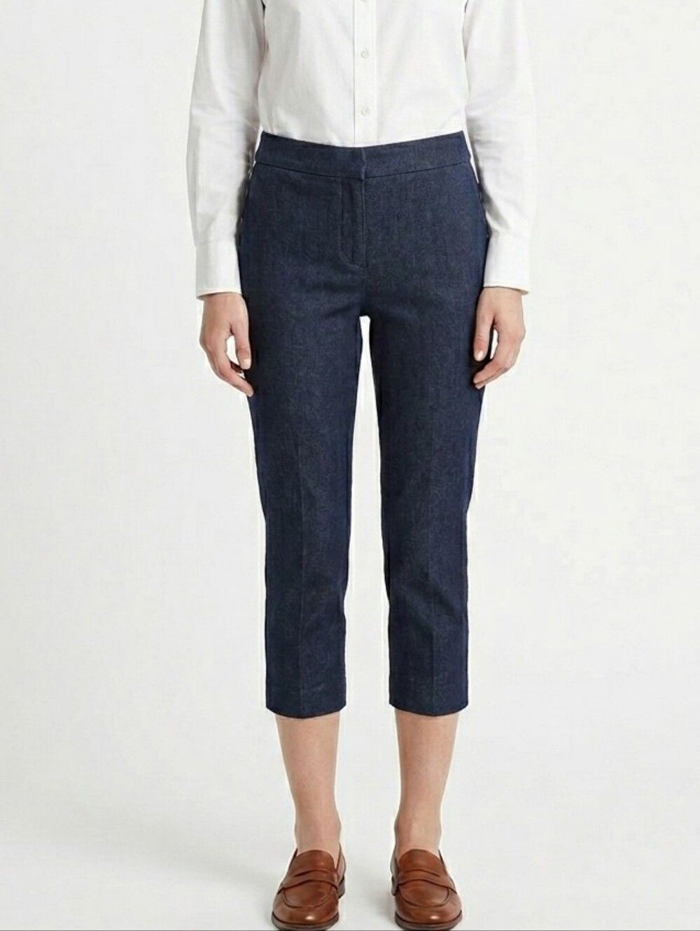 Banana Republic Avery Crop Pants Deep Indigo Tweed Dress Trousers 0S Short